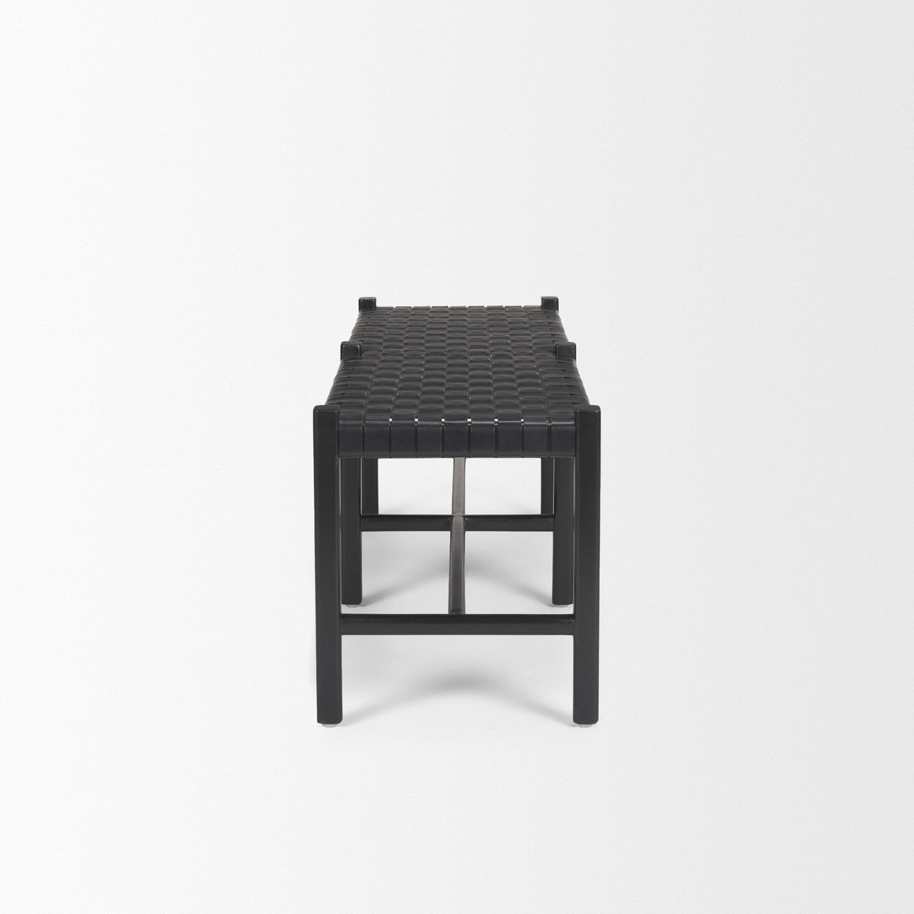 Shane Black Wood w/ Woven Black Leather Bench