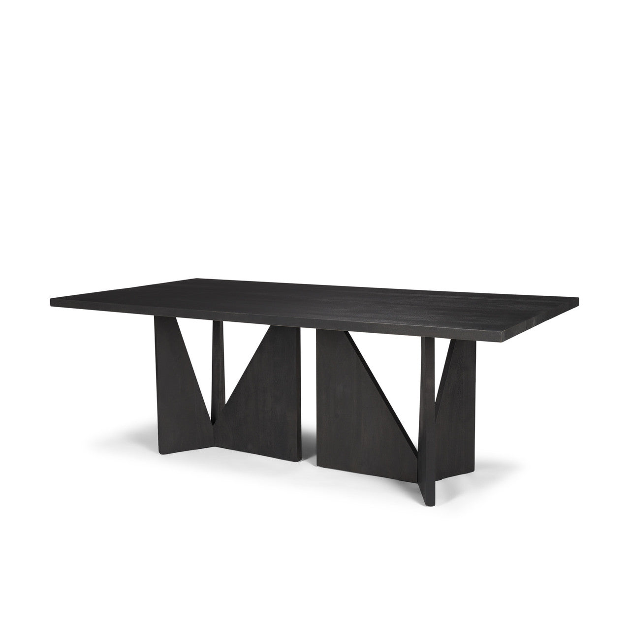 Tarro 84" Rectangular Textured Black Wood w/ Geometrical Base Dining Table