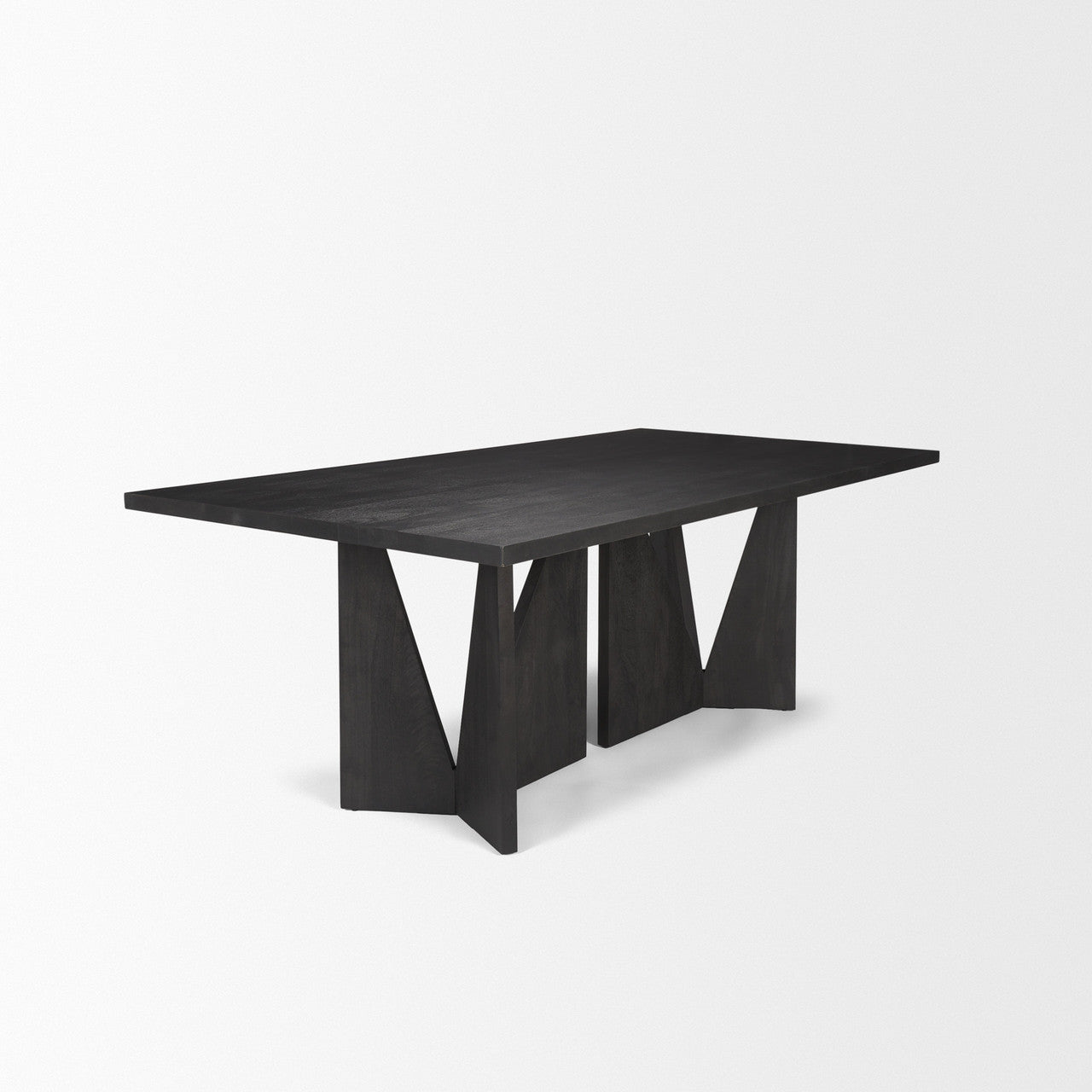 Tarro 84" Rectangular Textured Black Wood w/ Geometrical Base Dining Table