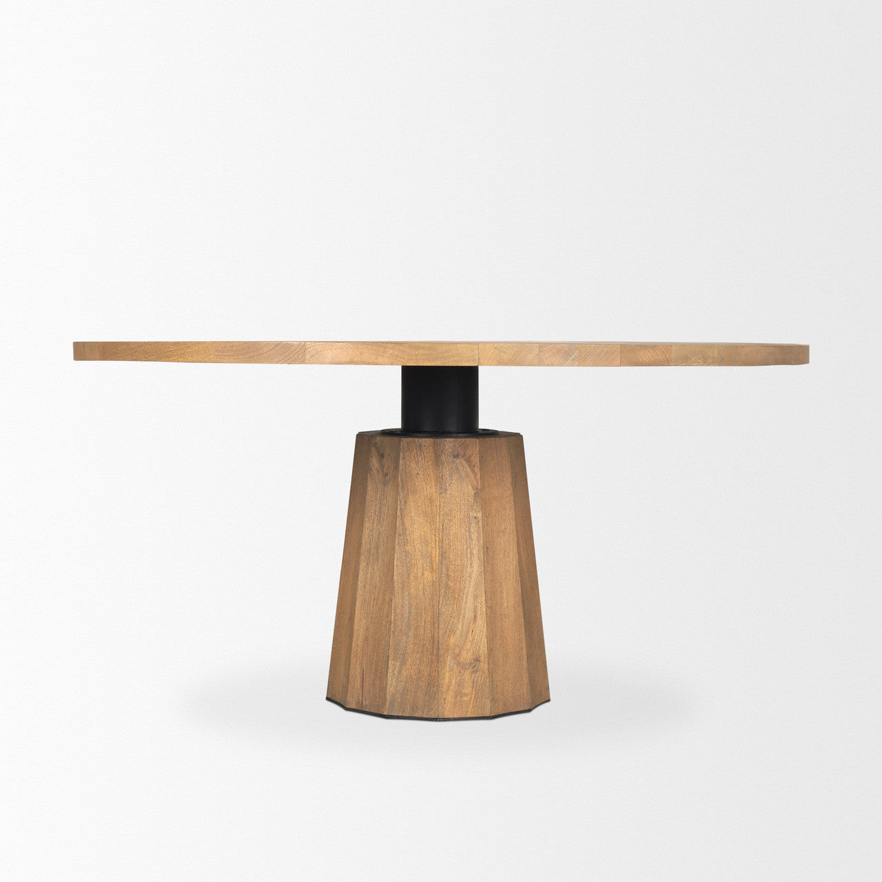 Swanson 60" Light Brown Wood Round Pedestal Dining Table