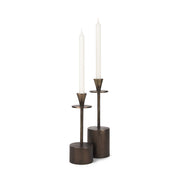 Petria Antiqued Gold Textured Metal Taper Candle Holders