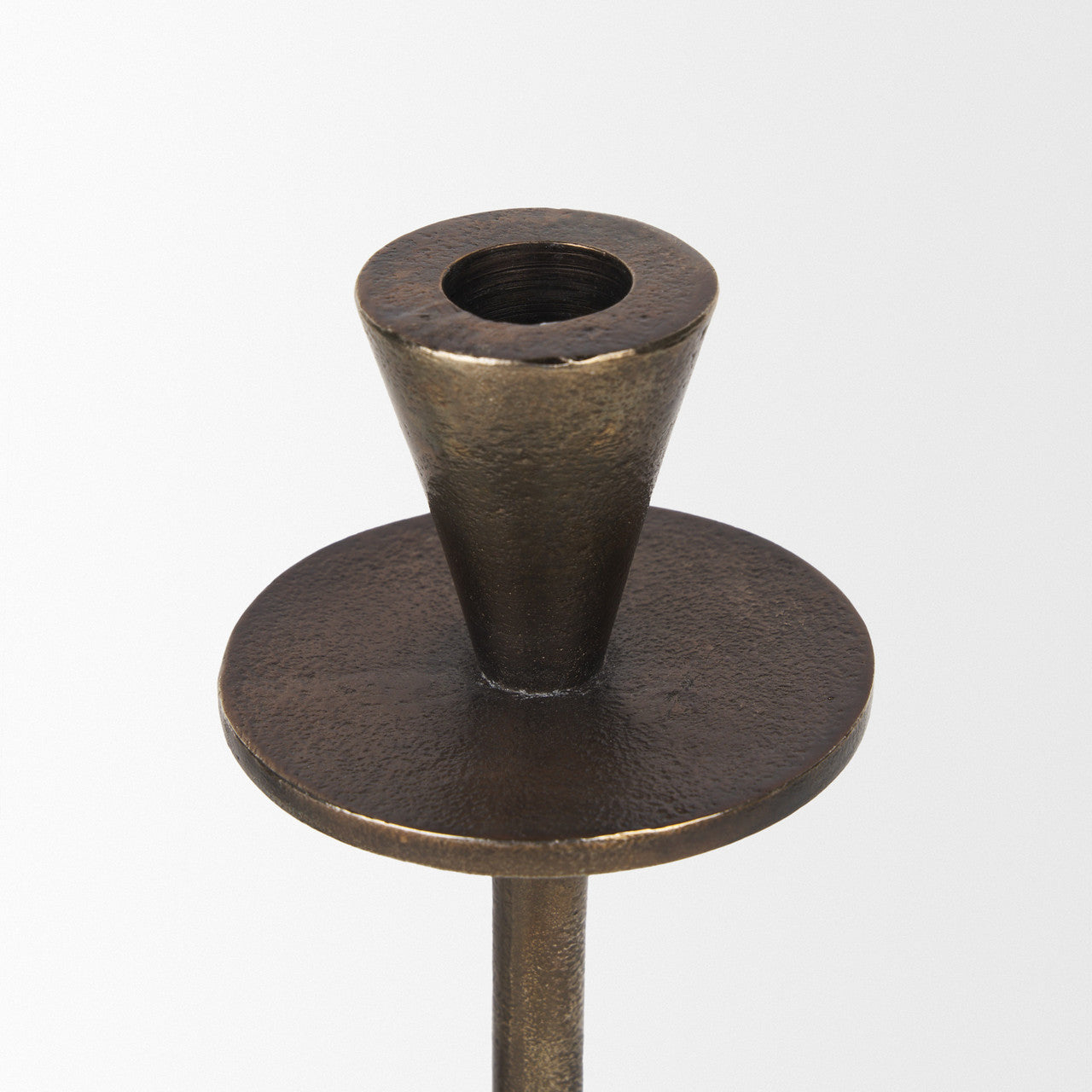 Petria Antiqued Gold Textured Metal Taper Candle Holders