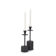 Petria Matte Black Textured Metal Taper Candle Holders