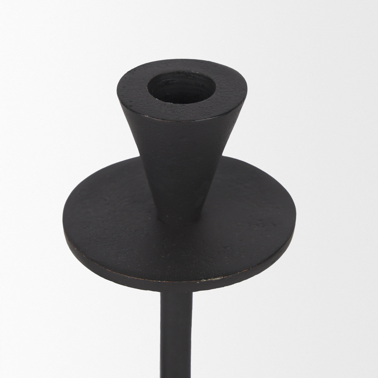 Petria Matte Black Textured Metal Taper Candle Holders