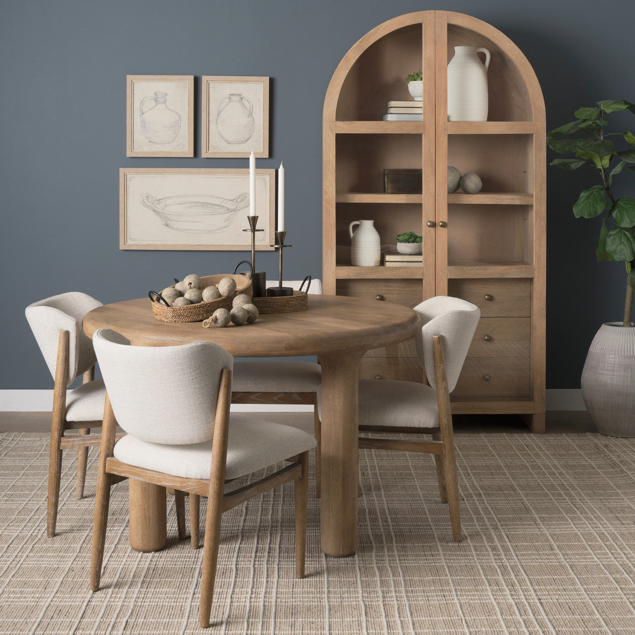 Soma 48" Light Brown Acacia Wood Round Dining Table