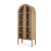 Callum Light Brown Elm Wood w/ Glass Doors  Arched Curio Cabinet