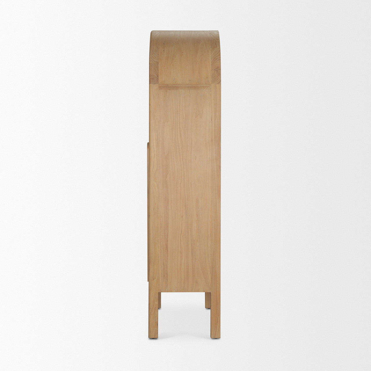 Callum Light Brown Elm Wood w/ Glass Doors  Arched Curio Cabinet