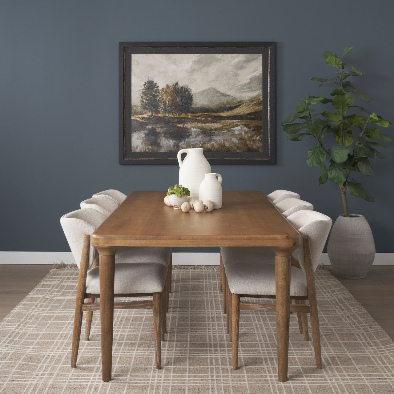 Suvan 84L Light Brown Rectangular Oak Wood Dining Table
