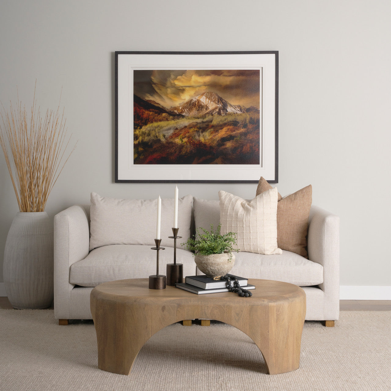 Shima Oval Light Brown Wood w/ Arched Legs Coffee Table