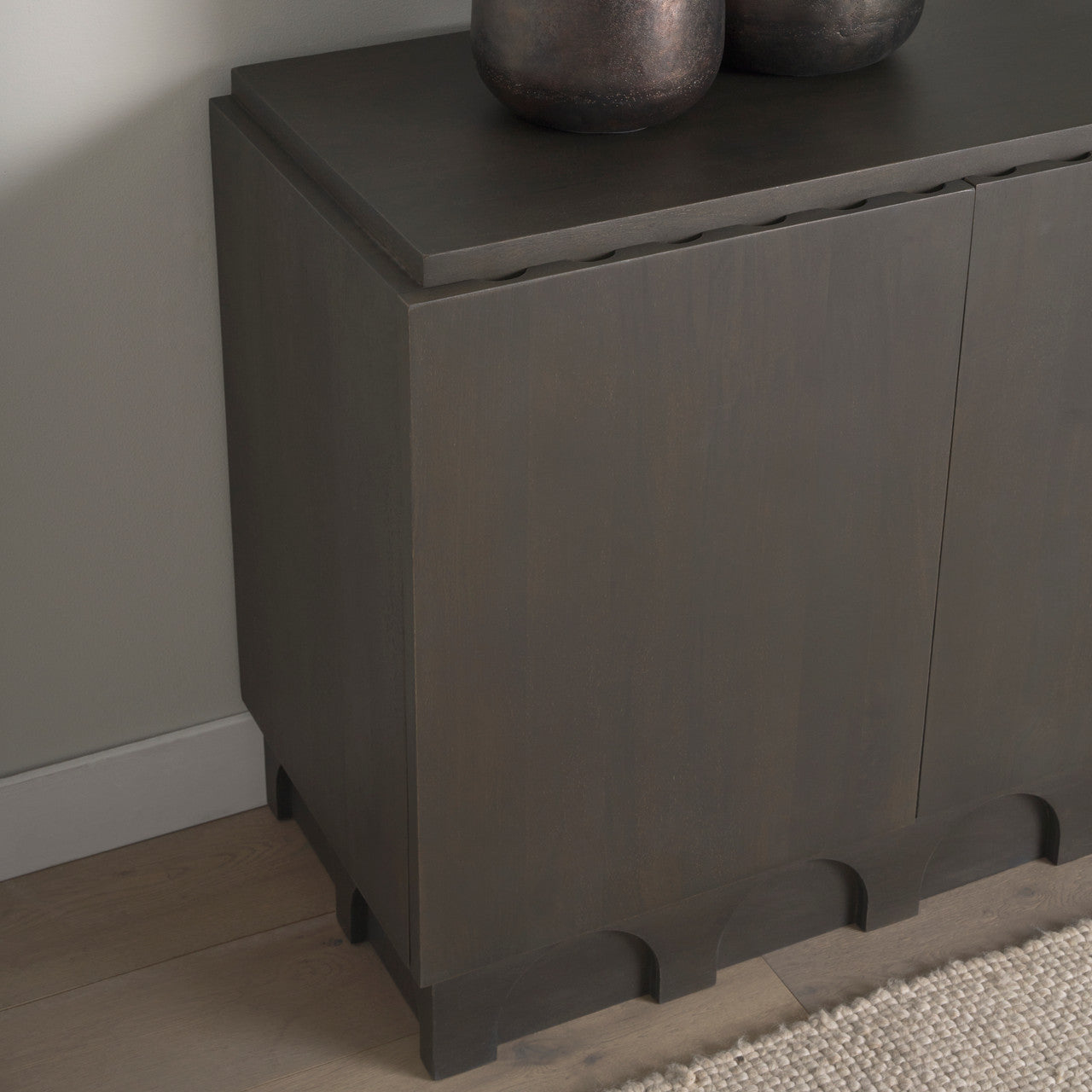 Wagner Dark Brown Wood w/ Arched Design Accent Cabinet