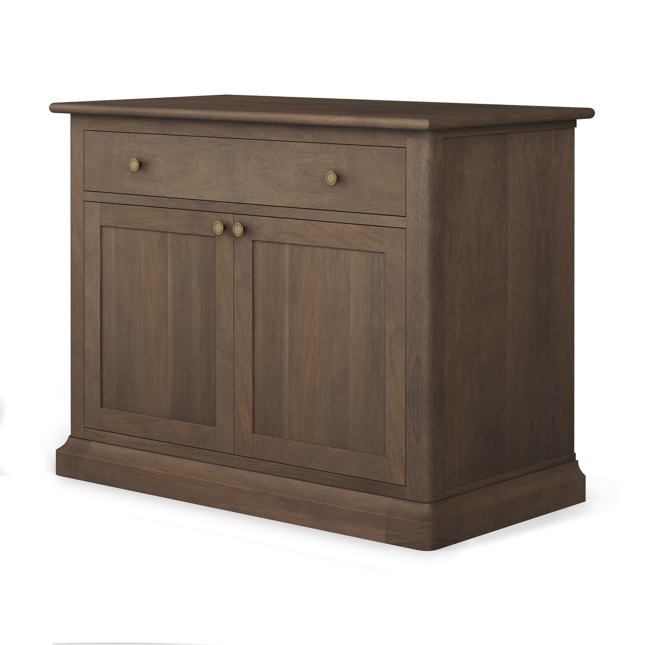 Braxton Dark Brown Solid Wood w/ Antique Knobs Accent Cabinet 1 Drawer 2 Doors