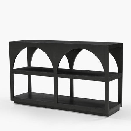 Bela Small Matte Black Arched Console Table