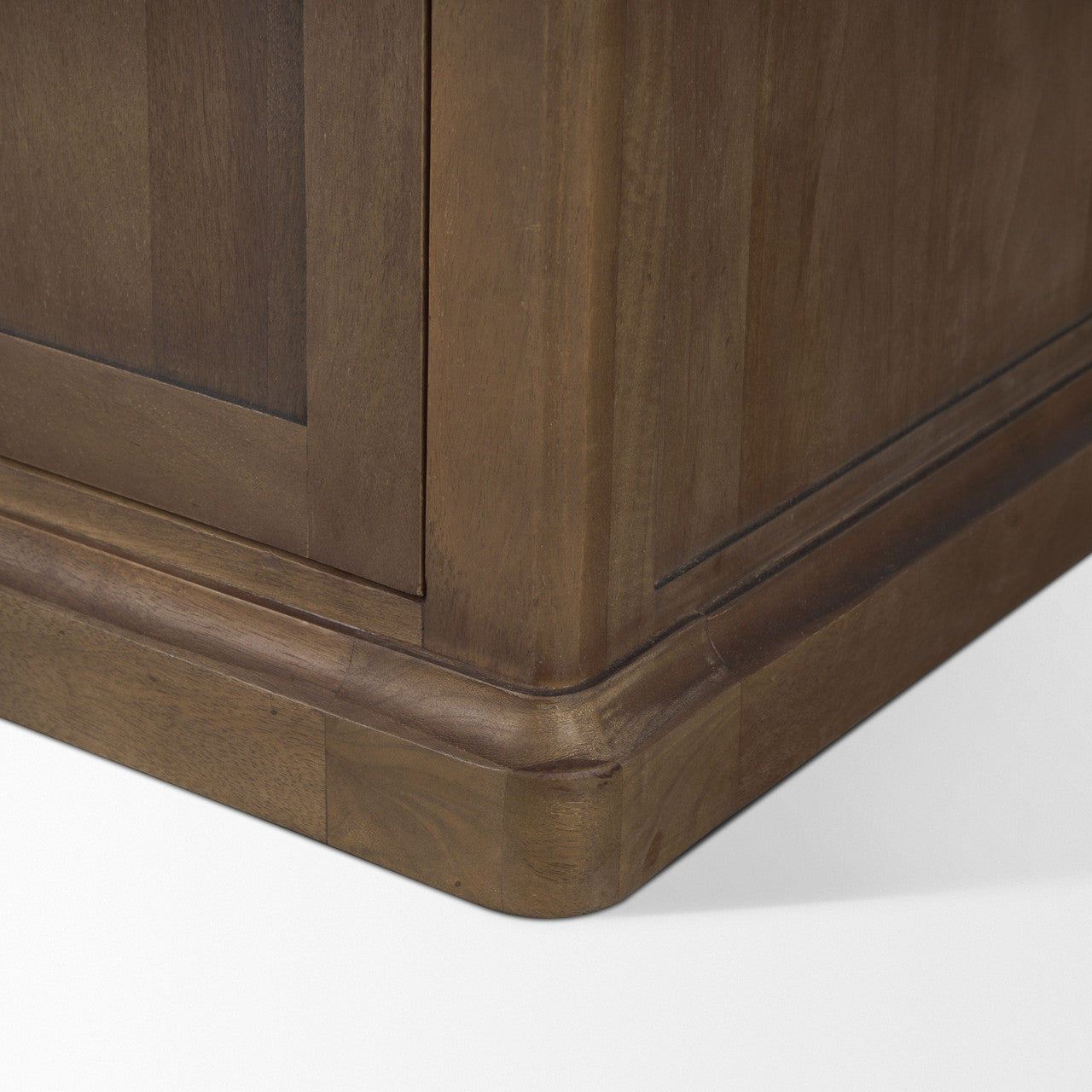 Braxton Dark Brown Wood w/ Antiqued Aged Brass Metal 3 Tiers 2 Door Shelving Unit