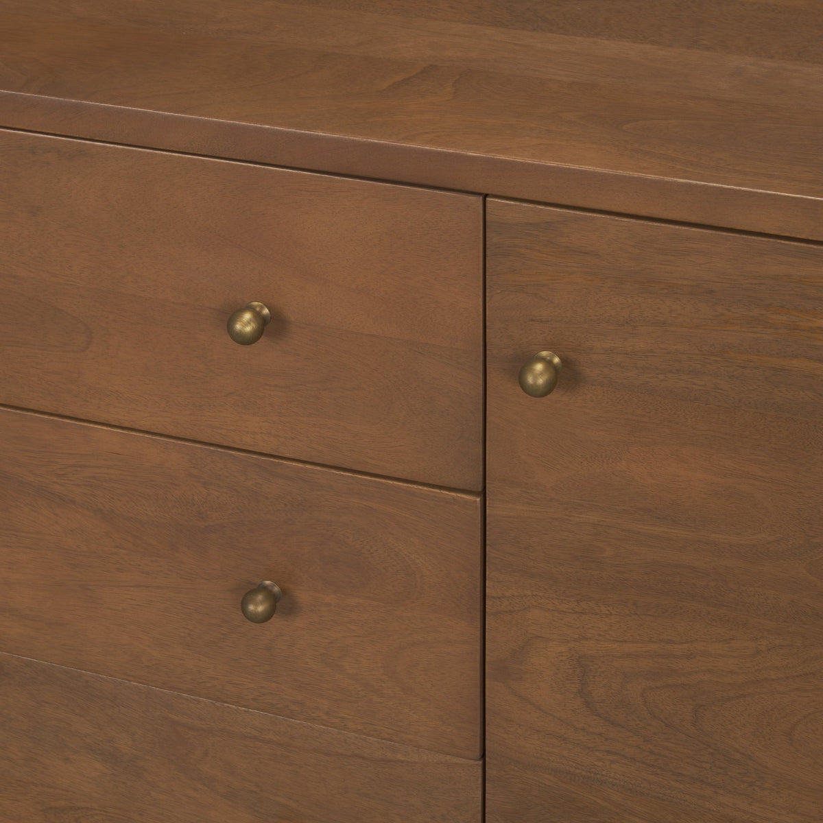 Jonan Medium Brown Wood w/ Dark Aged Brass 2 Door 3 Drawer Sideboard