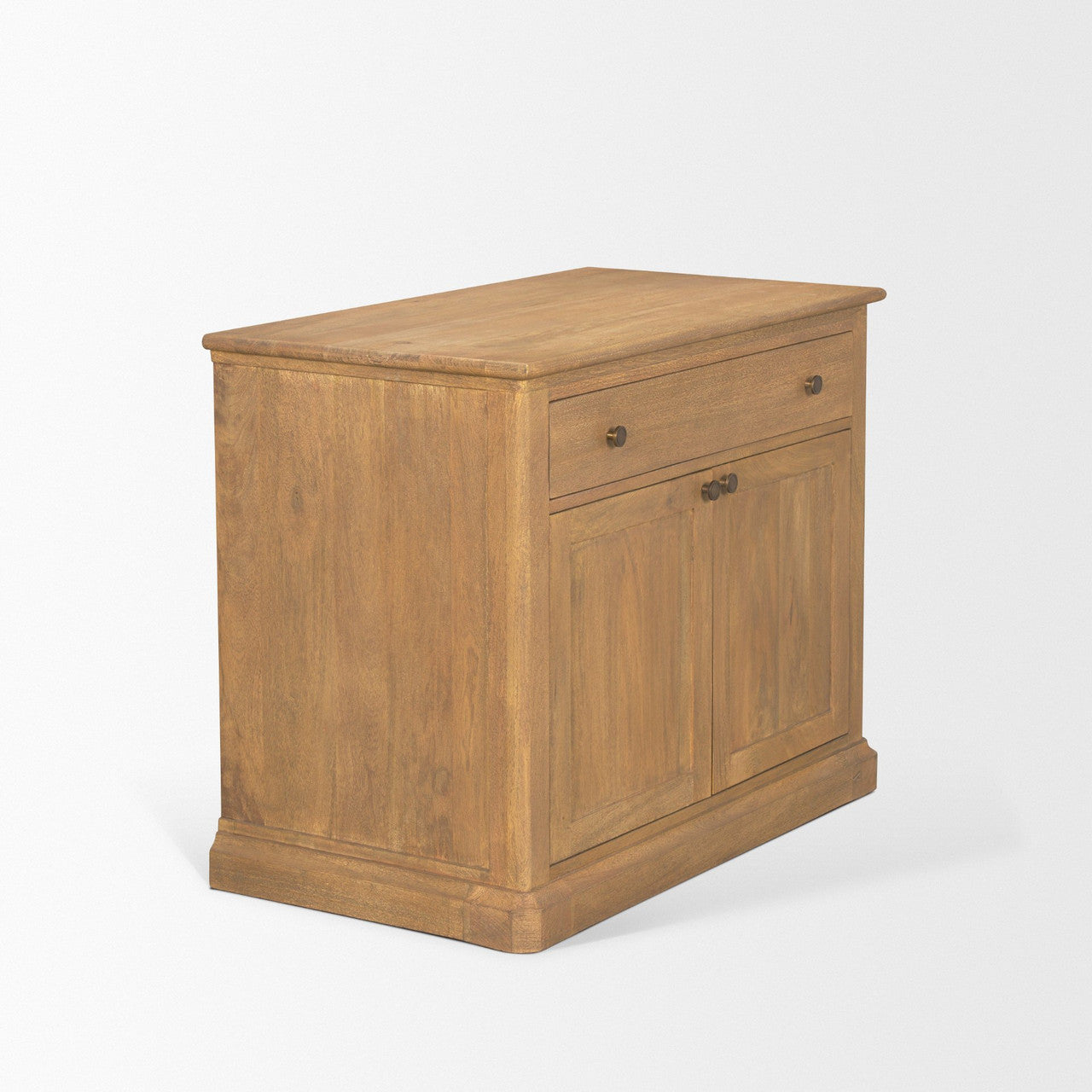 Braxton Light Brown Solid Wood w/ Gunmetal Knobs Accent Cabinet 1 Drawer 2 Doors