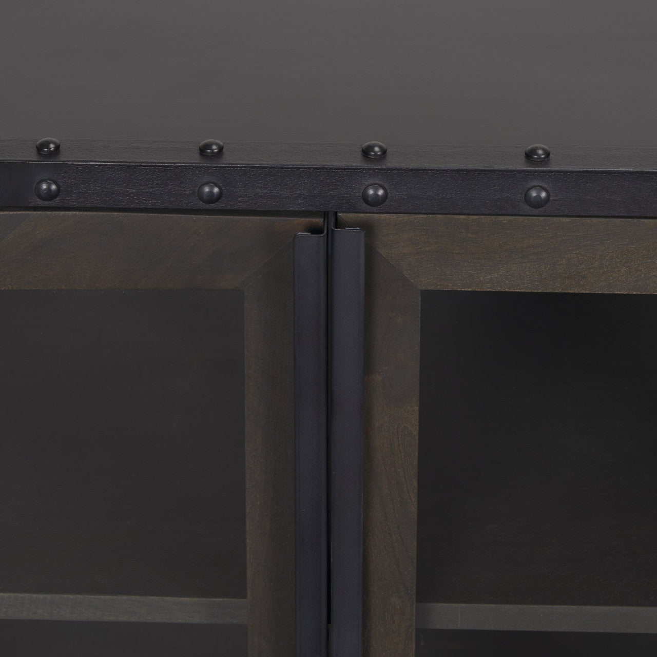 Gehry I 62.3x16.5 Black Metal Frame w/Wood Accent 4 Cabinet Door Two Drawer Sideboard