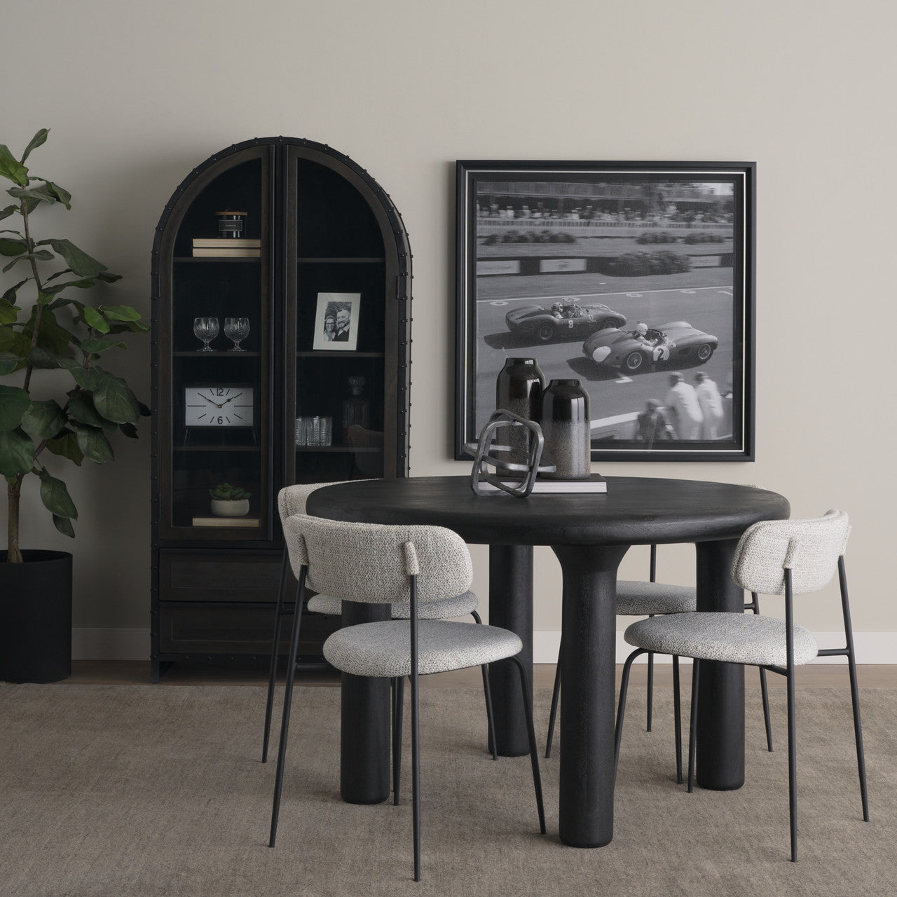 Gehry 72.3" H Dark Brown Metal Brown Wood and Glass Door Display Cabinet