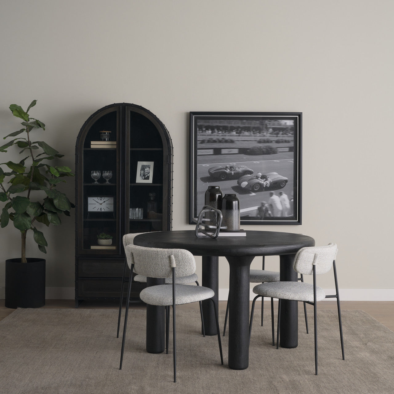 Soma Textured Black Acacia Wood Round Dining Table