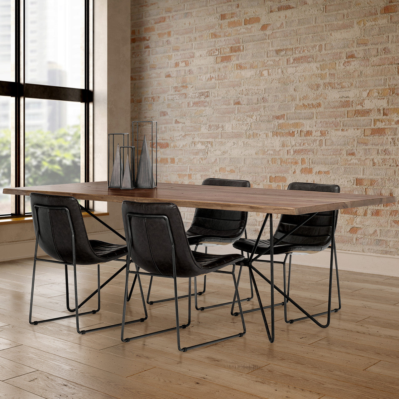 Thornton I Dark Brown Faux-Leather Seat Black Iron Frame Dining Chair