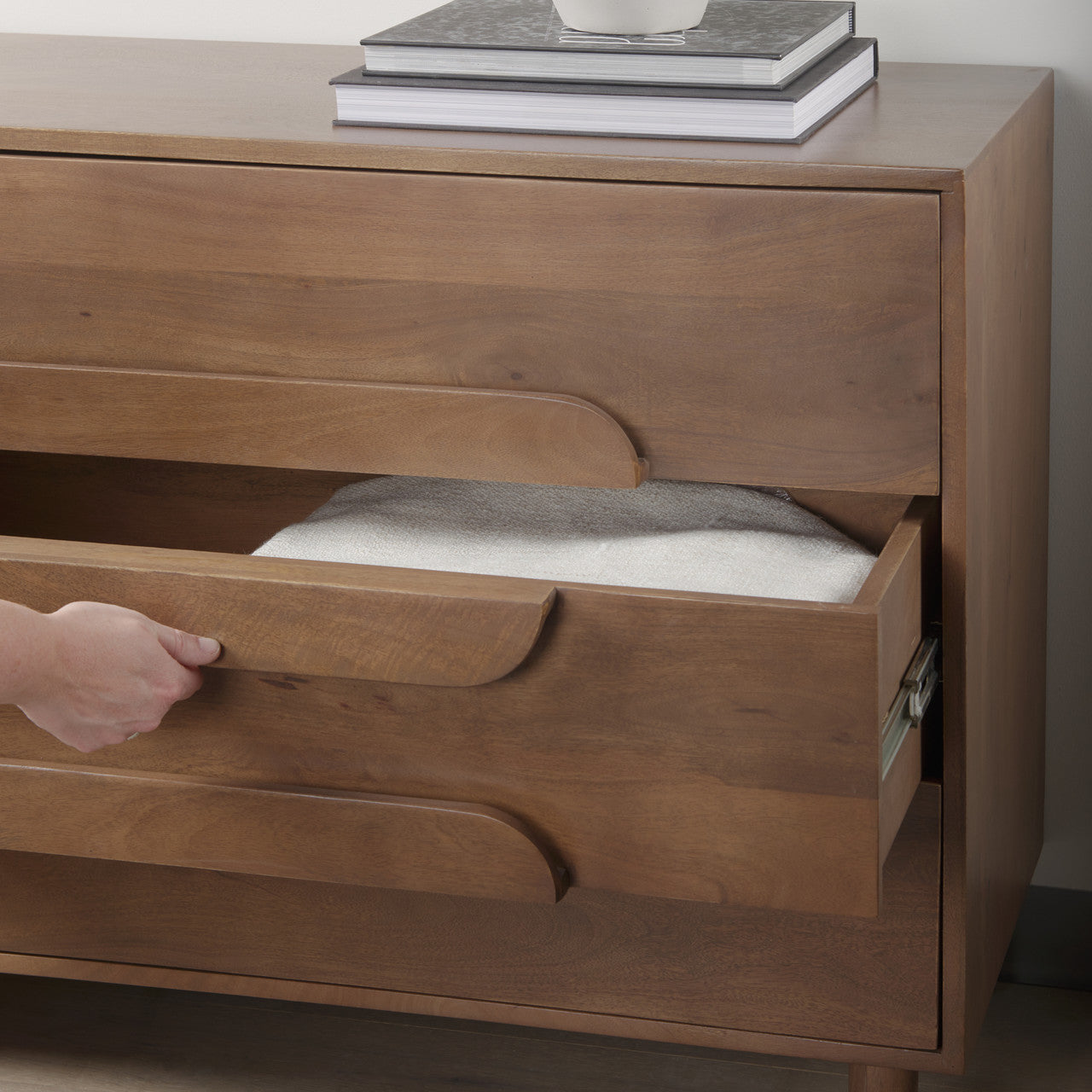 Astrid  36L x 17W x 30.3H Medium Brown Solid Wood 3 Drawer Cabinet