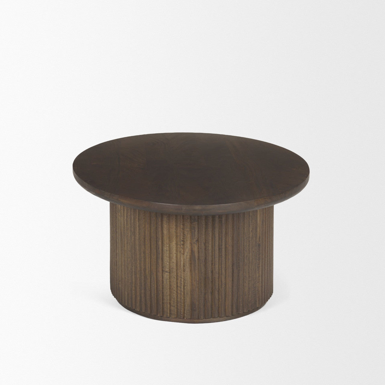 Terra 48L x 28W x 15H Dark Brown Wood Oval Fluted Coffee Table