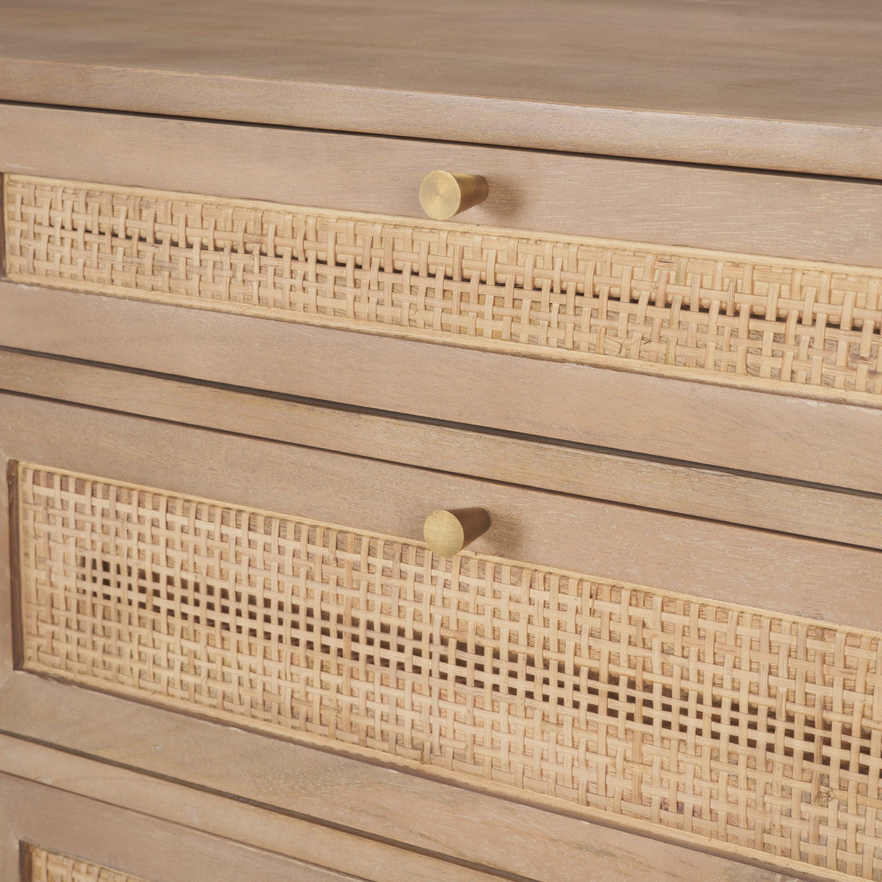 Grier  62.0L x 22.0W x 30.0H Light Brown Solid Wood W/Cane Office Desk