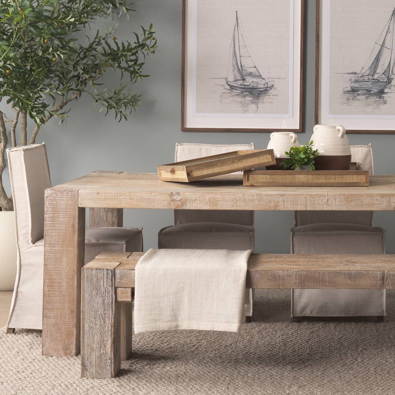 Tryna Large Beige w/ Matte Brown Ceramic Vase