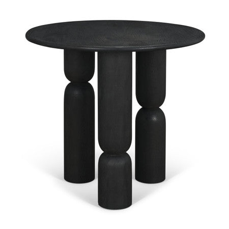 Sonel Matte Black Wood Pedestal Foyer Table