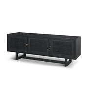 Grier 65" Black Solid Wood W/ Black Cane Media Console
