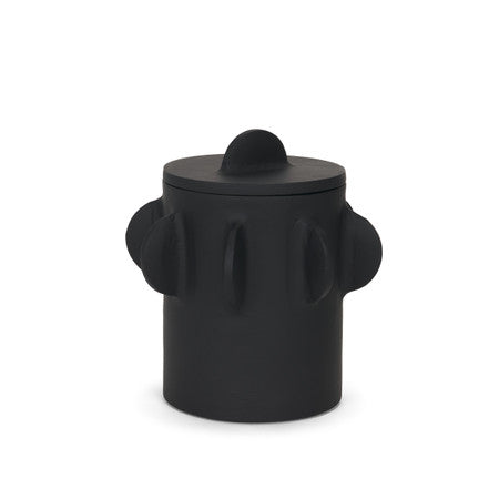 Deacon Small Matte Black Metal Canister with Sculptural Handles