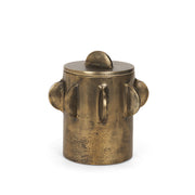 Deacon Small Antiqued Gold Metal Canister with Sculptural Handles