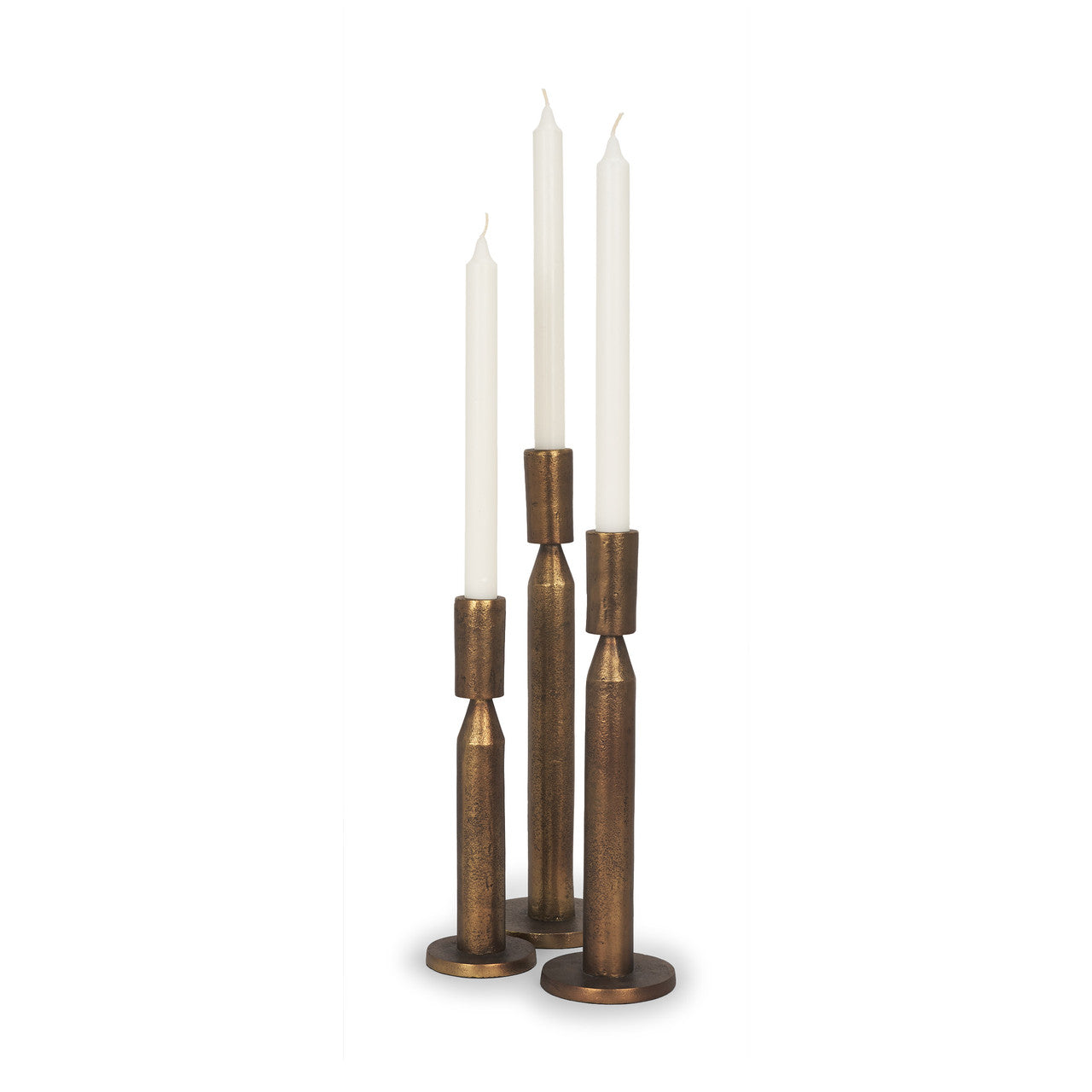 Declan Antiqued Brass Cast Metal Taper Candle Holder