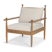 Danni Beige Fabric Beach Wood Framed Accent Lounge Chair