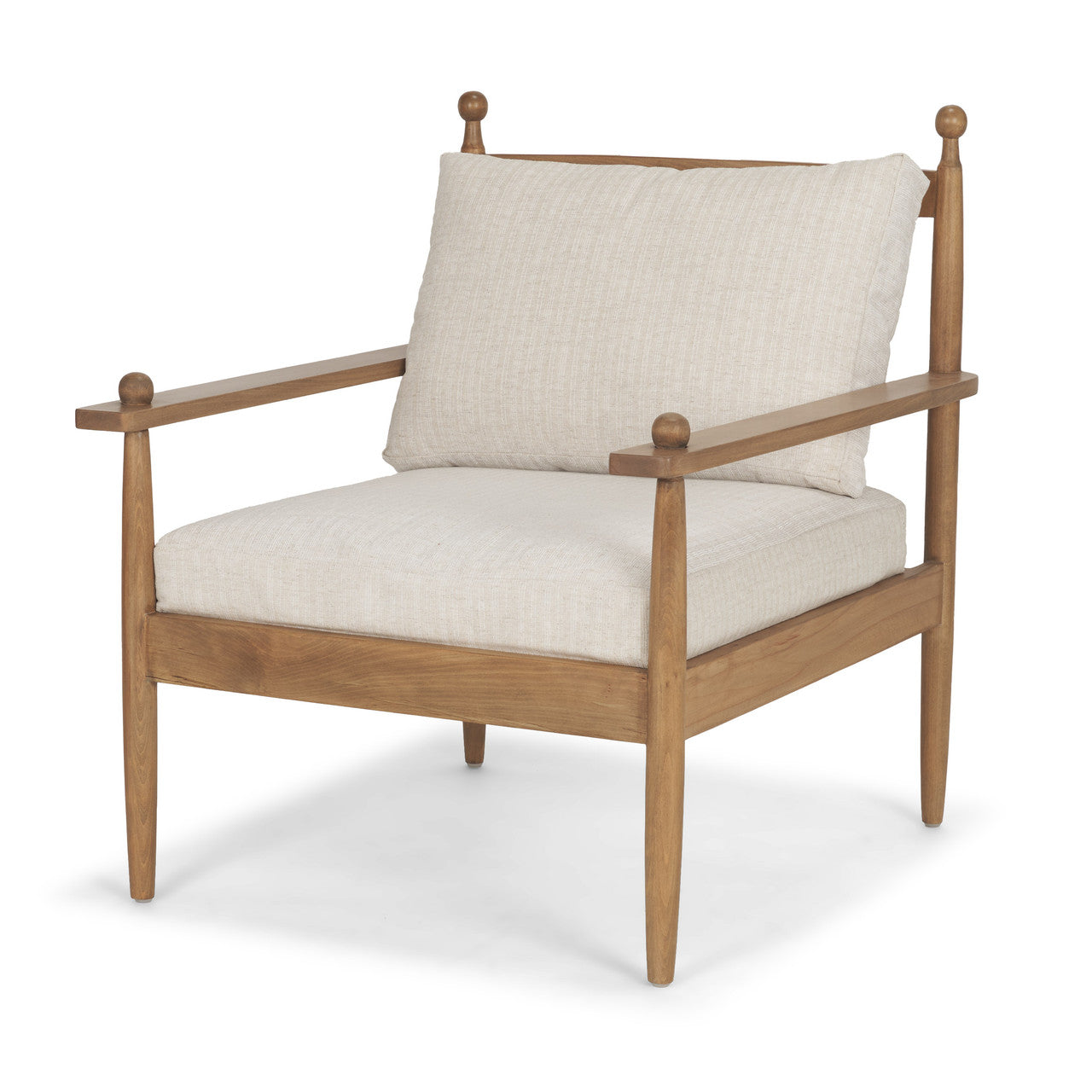 Danni Beige Fabric Beach Wood Framed Accent Lounge Chair
