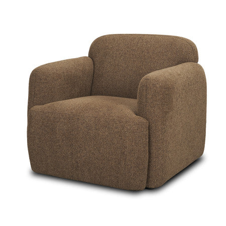 Saga Textured Brown Plush Fabric Upholstered Chair