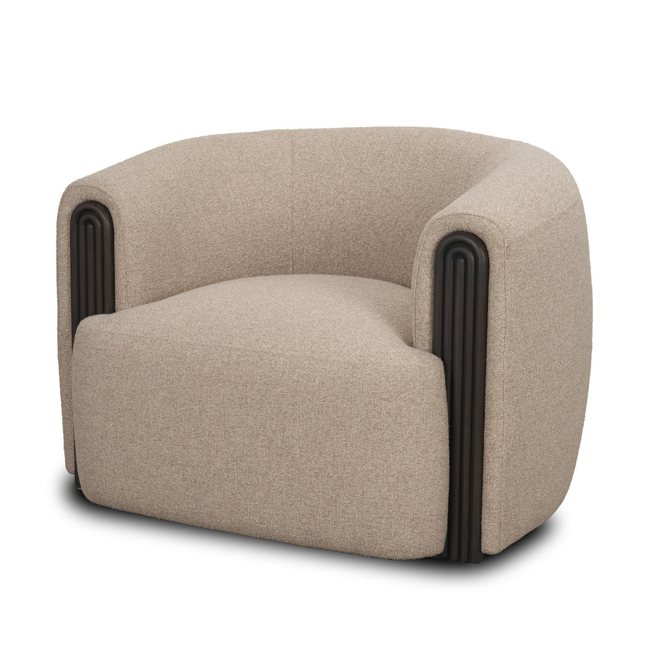 Kornelia Textured Mushroom Fabric Barrel Accent Chair