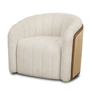 Fonda Cream Fabric w/ Natural Jute Swivel Accent Chair