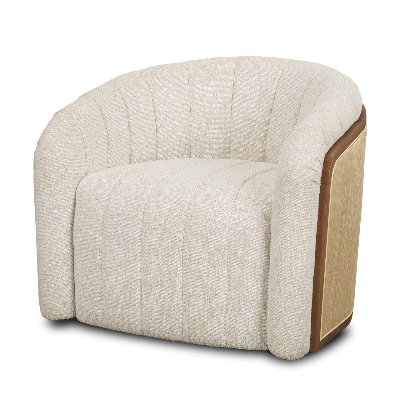 Fonda Cream Fabric w/ Natural Jute Swivel Accent Chair