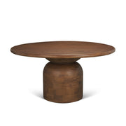 Atlas 60"  Warm Mid-Brown Wood Stacked Pedestal Base Round Dining Table
