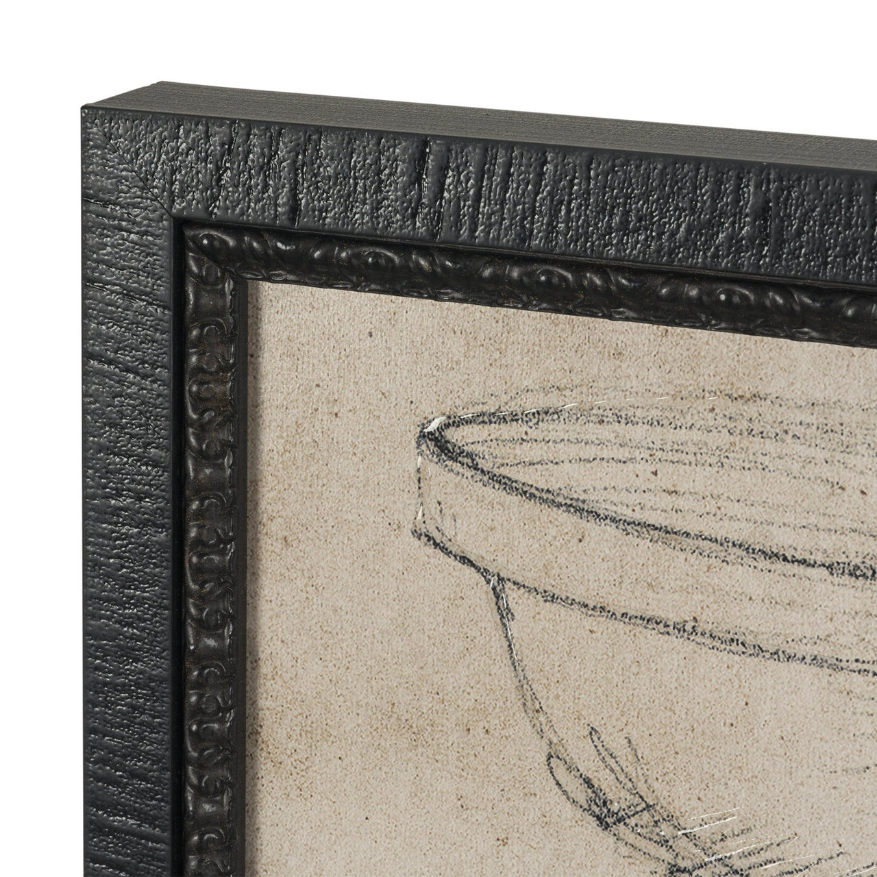 Vintage Tableware Sketch (Set of 2) by Mercana Studio Hand Embelished Textured Framed Canvas Matted