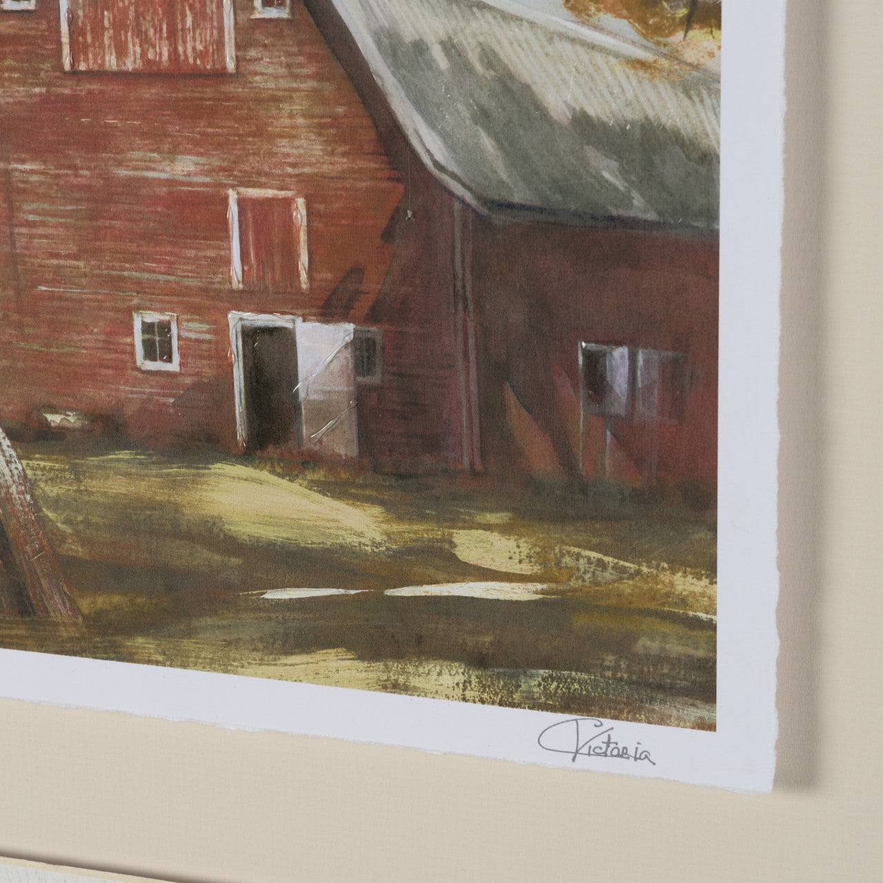 Day at the Farm II by Mercana Studio Hand Embelished Framed Artwork Matted under Glass