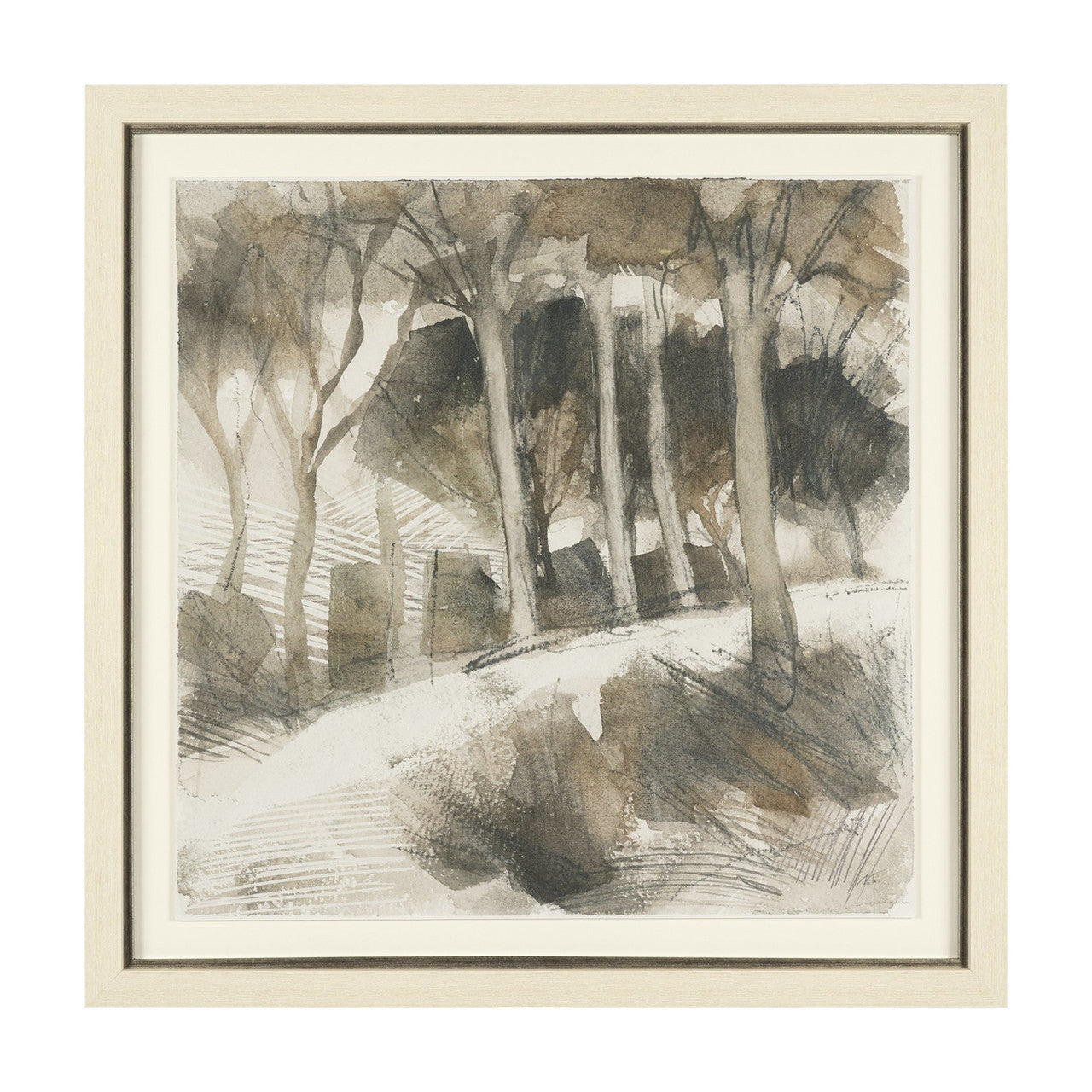 Deer Trail II by Mercana Studio Hand Embelished Textured Framed Artwork Matted under Glass
