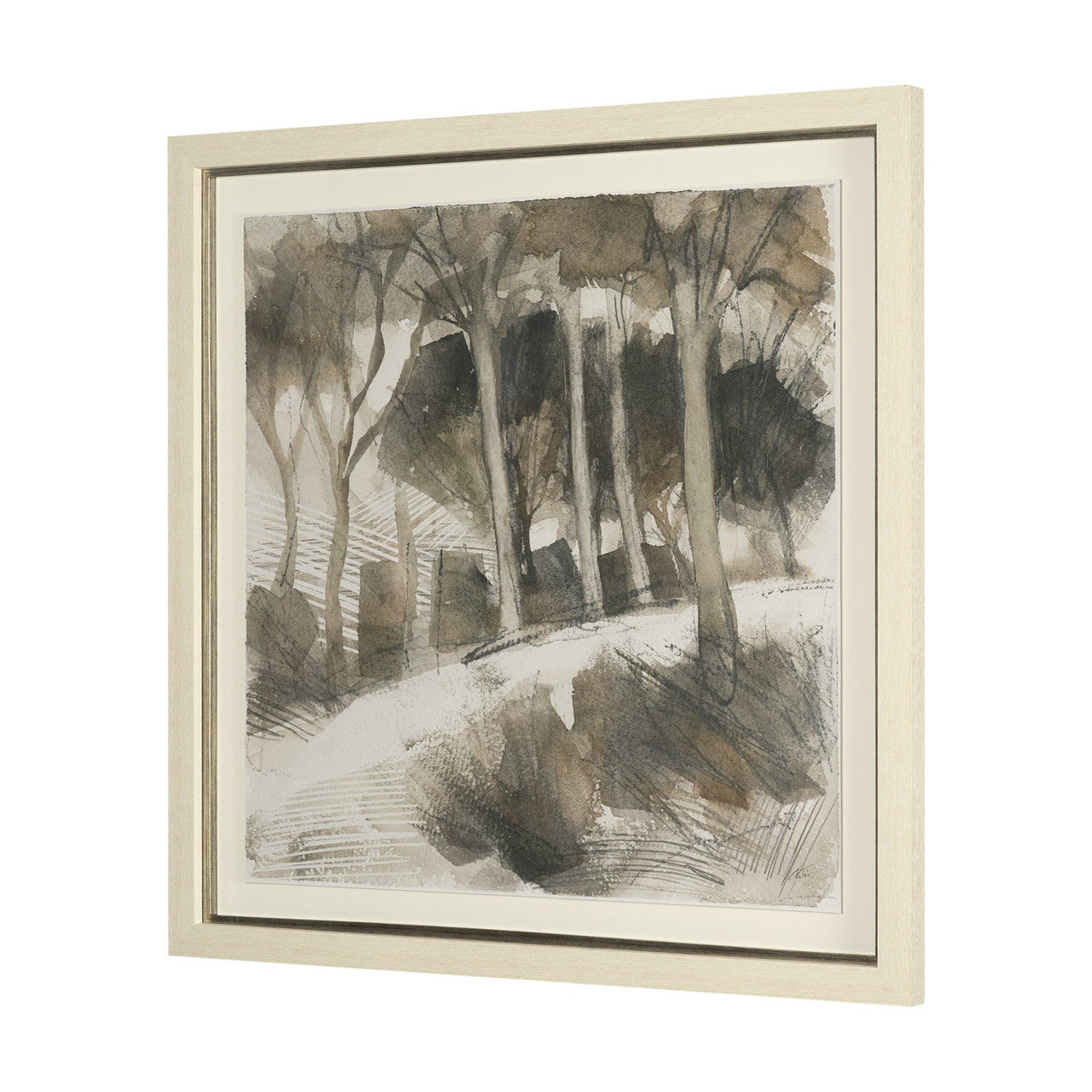 Deer Trail II by Mercana Studio Hand Embelished Textured Framed Artwork Matted under Glass