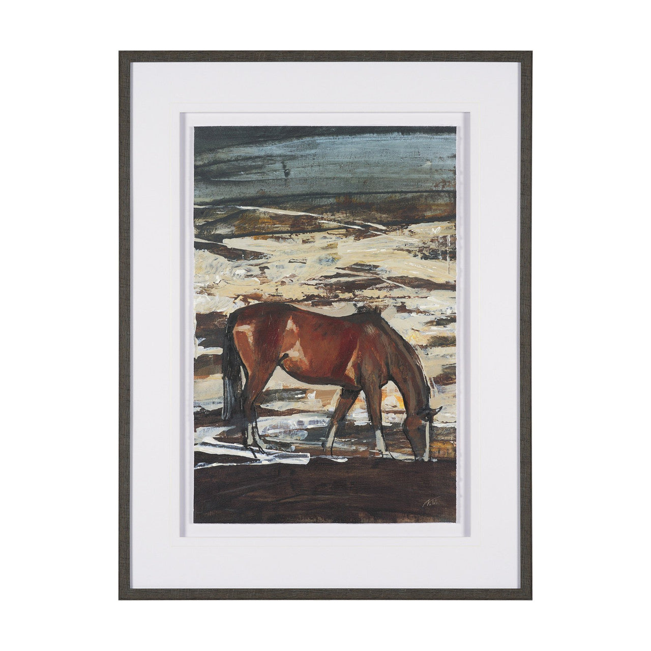 Equine Echoes I by Mercana Studio Hand Embelished Textured Framed Artwork Matted under Glass