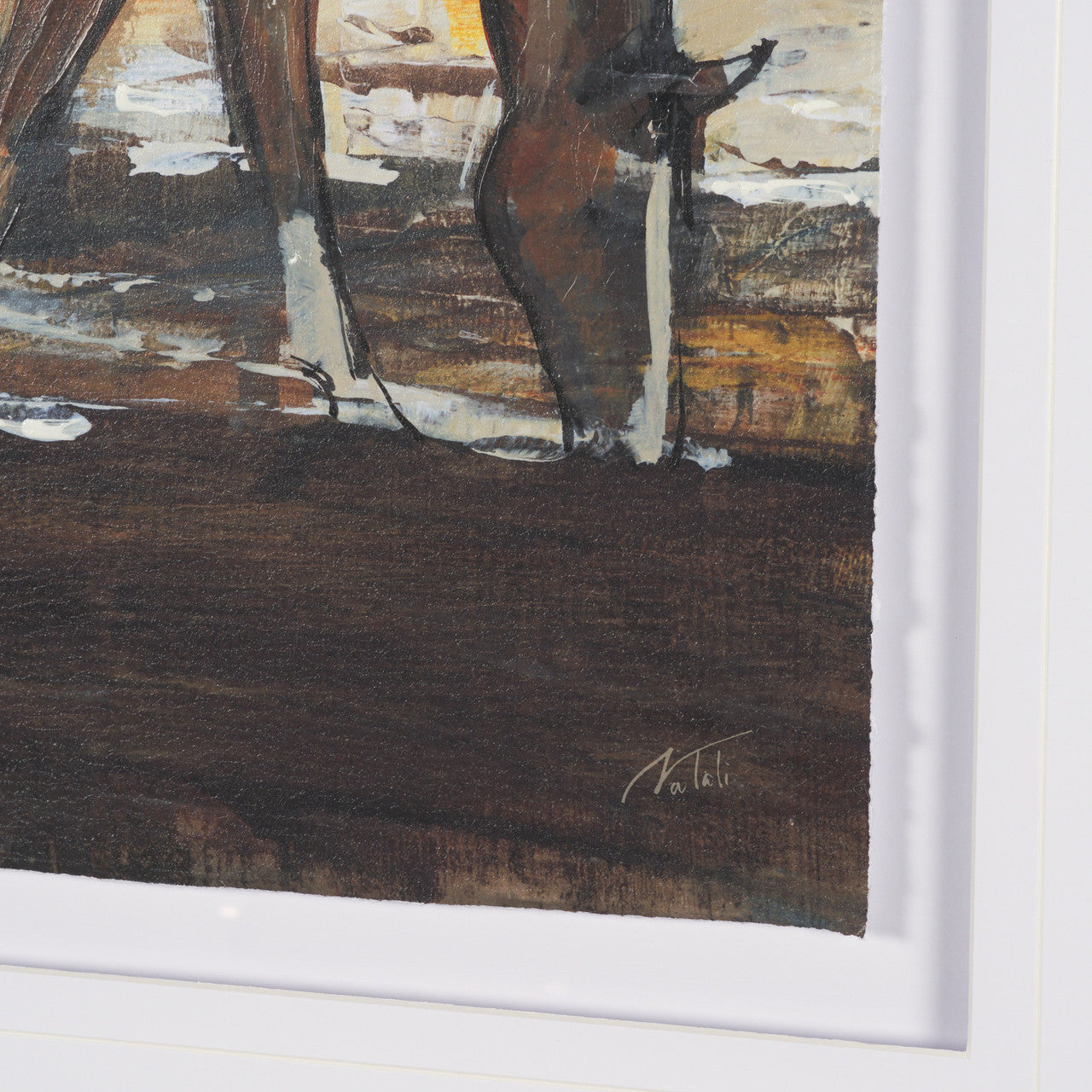 Equine Echoes I by Mercana Studio Hand Embelished Textured Framed Artwork Matted under Glass