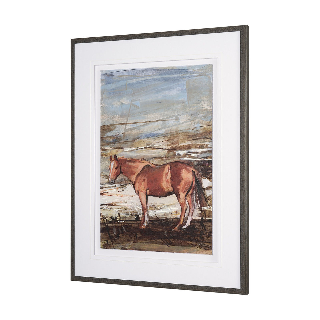 Equine Echoes II by Mercana Studio Hand Embelished Textured Framed Artwork Matted under Glass