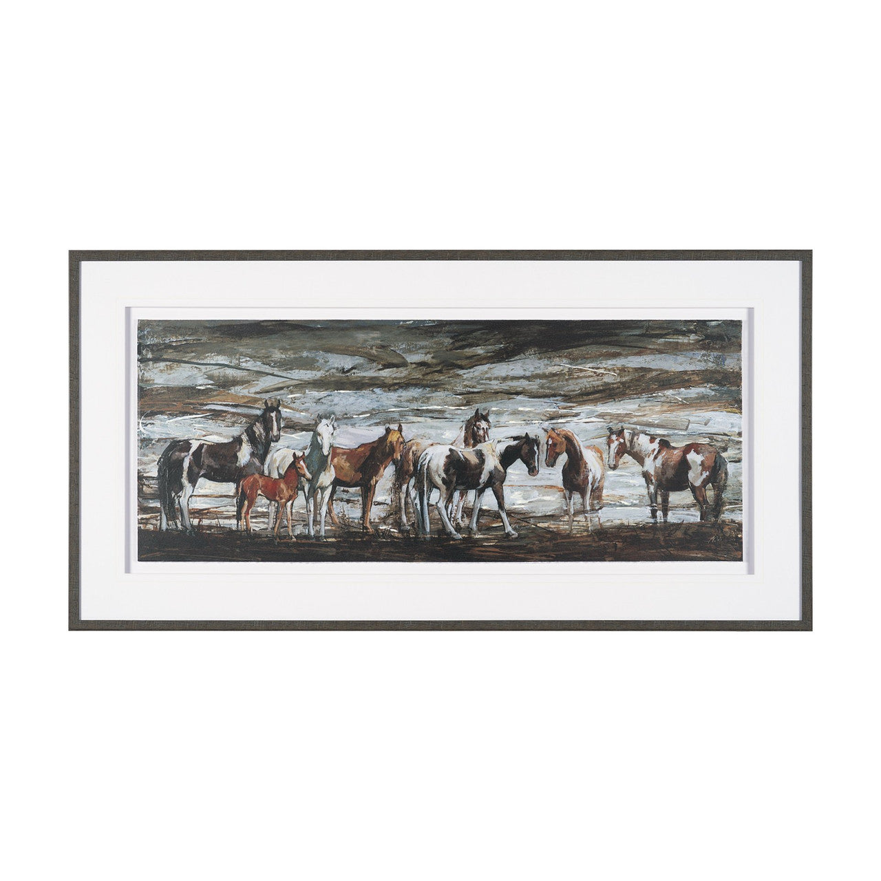 Equine Echoes III by Mercana Studio Hand Embelished Textured Framed Artwork Matted under Glass