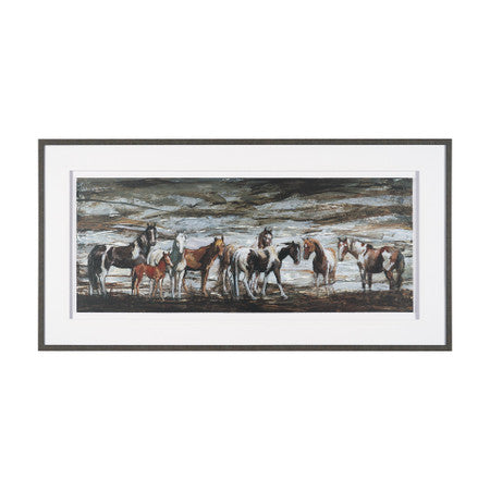 Equine Echoes III by Mercana Studio Hand Embelished Textured Framed Artwork Matted under Glass