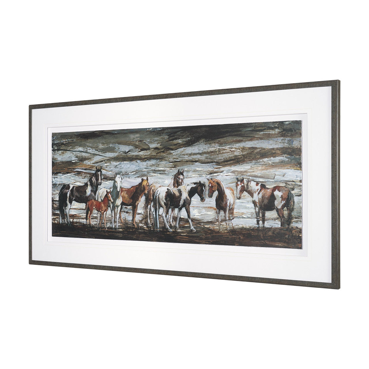 Equine Echoes III by Mercana Studio Hand Embelished Textured Framed Artwork Matted under Glass