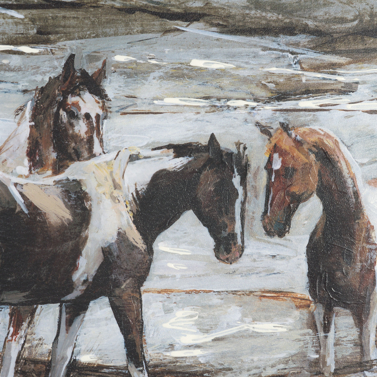 Equine Echoes III by Mercana Studio Hand Embelished Textured Framed Artwork Matted under Glass